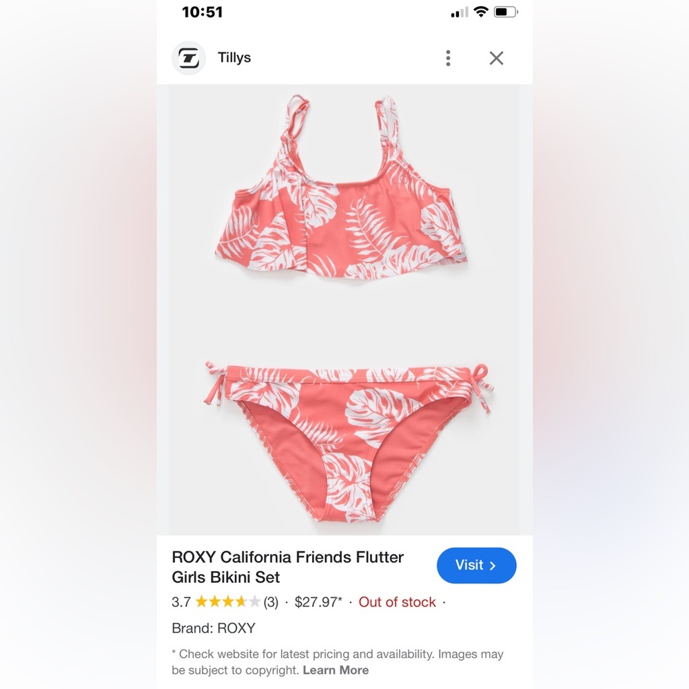 Roxy 2 piece swim suit